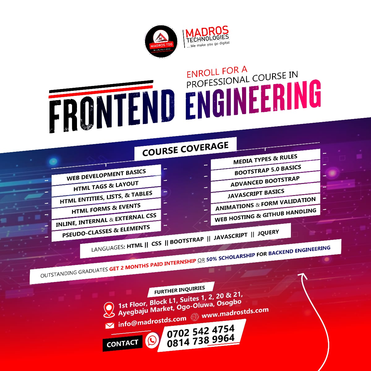 Frontend Engineering Professional Tech Skill in Osogbo